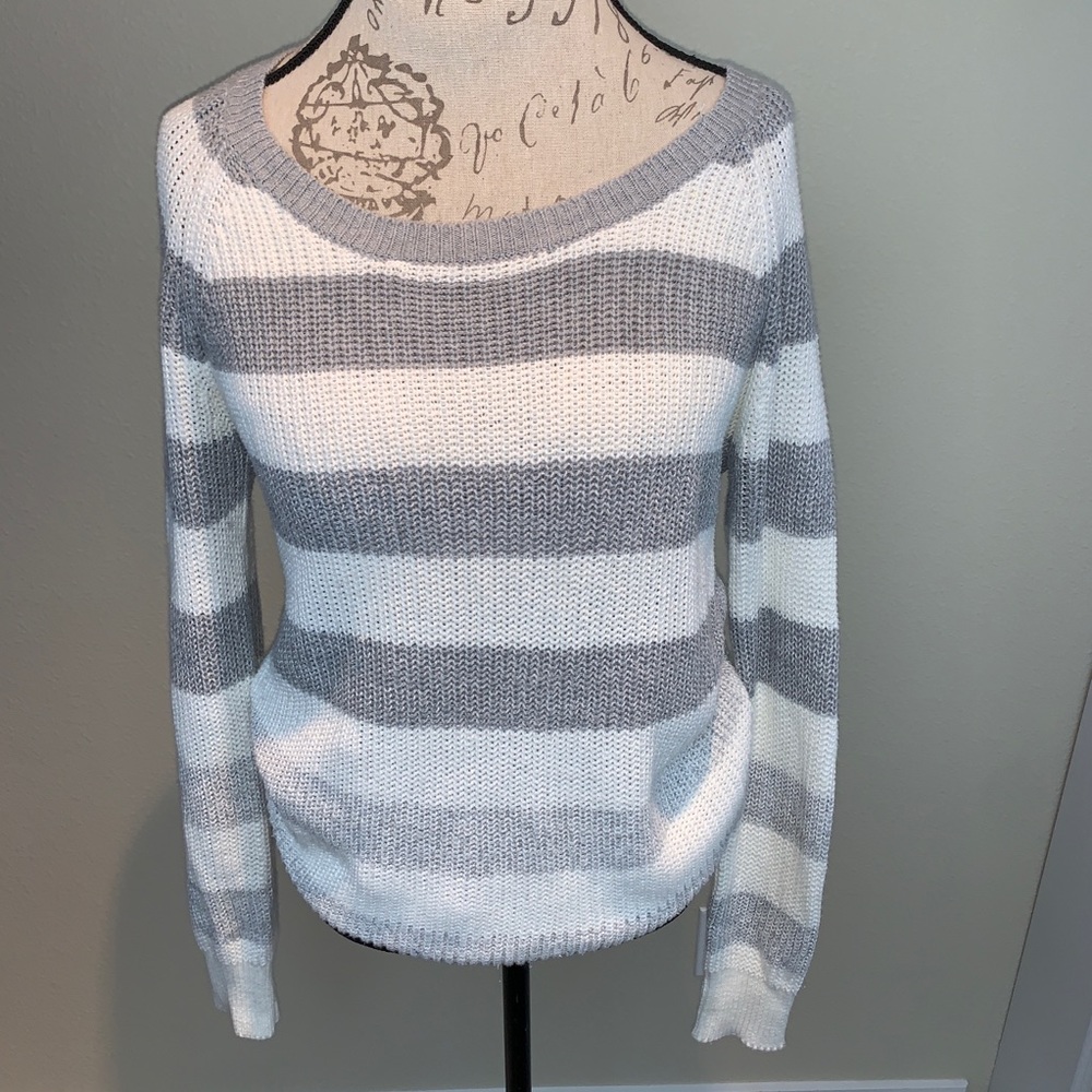 Ombré Striped Long Sleeve Knit Sweater